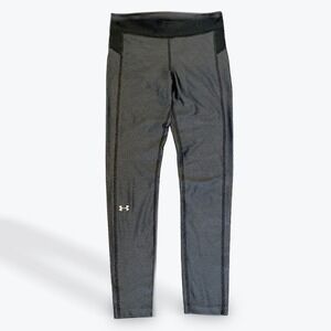 Under Armour HeatGear Compression Leggings Black Geometric Activewear Sz‎ S